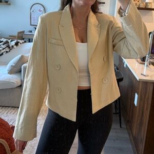 Tan linen cropped blazer size m
